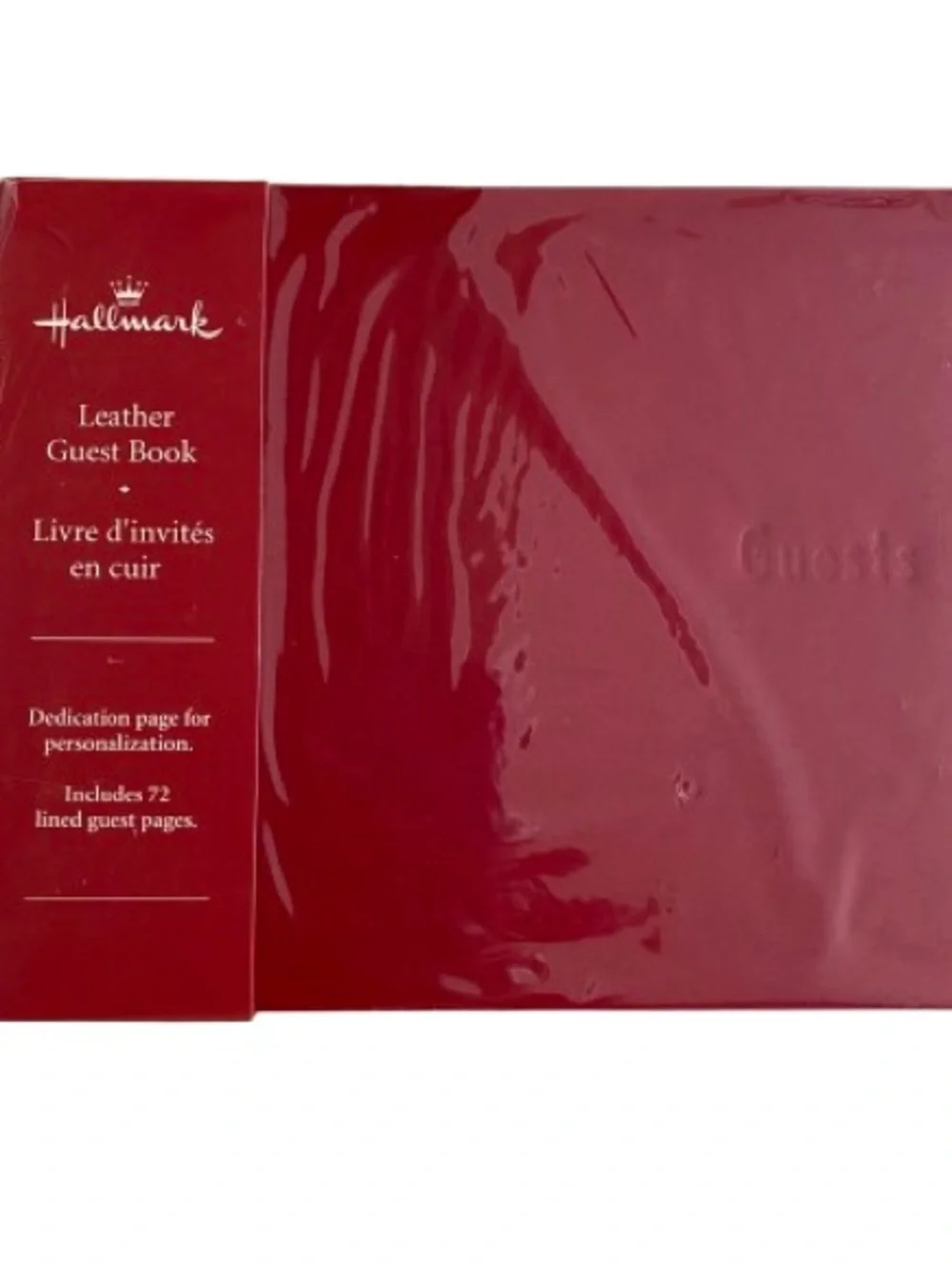 Hallmark Red Leather Guest Book 9.25” x 7” NEW in Box 72 Lined Pages LTH4398